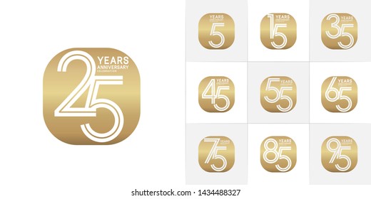 Set of Anniversary vector template design with multiple line number color for precious celebration event