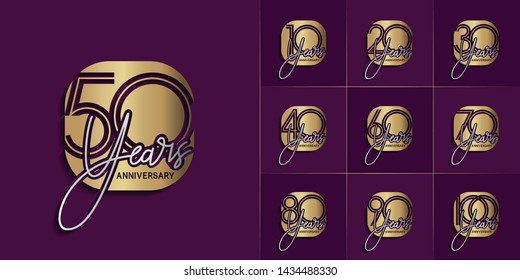 Set of Anniversary vector template design with multiple line number color for precious celebration event