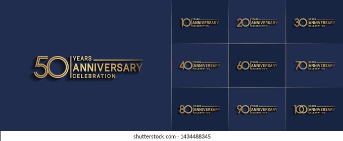 Set of Anniversary vector template design with multiple line number color for precious celebration event