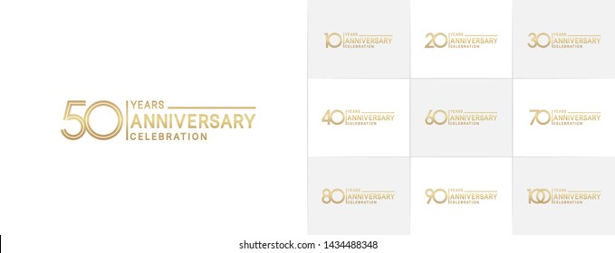 Set of Anniversary vector template design with multiple line number color for precious celebration event