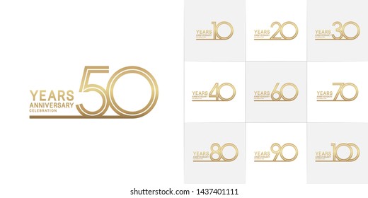 Set of Anniversary vector template design with multiple line number color for precious celebration event