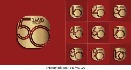 Set of Anniversary vector template design with multiple line number color for precious celebration event
