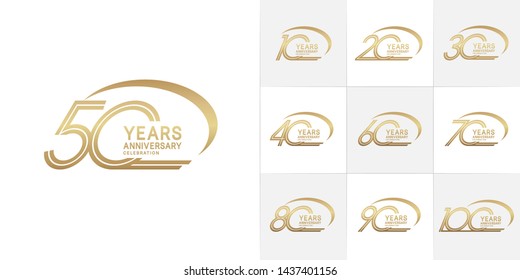Set of Anniversary vector template design with multiple line number color for precious celebration event