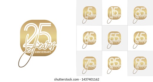 Set of Anniversary vector template design with multiple line number color for precious celebration event