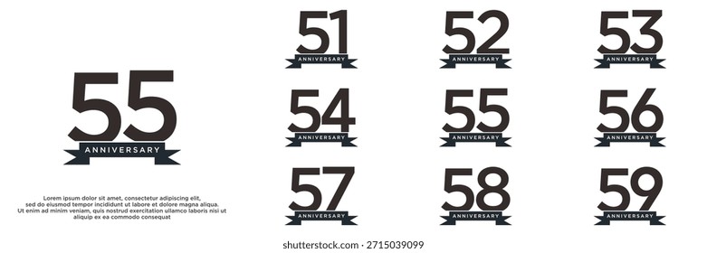 Set aniversario año diseños de logotipo. número abstracto, icono, Ilustración vectorial