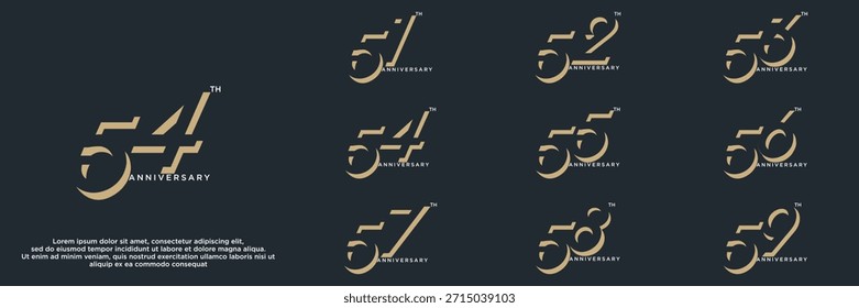 Set aniversario año diseños de logotipo. número abstracto, icono, Ilustración vectorial