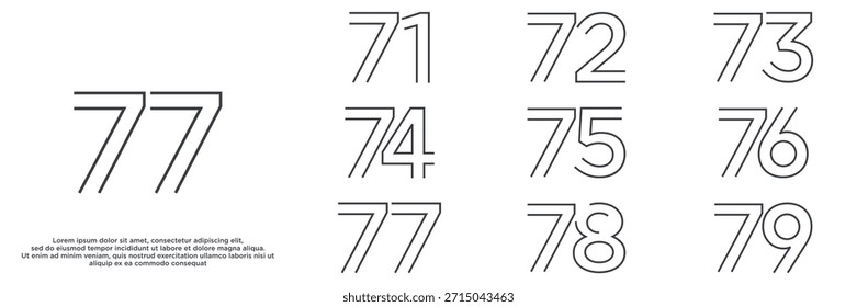 Set aniversario año diseños de logotipo. número abstracto, icono, Ilustración vectorial
