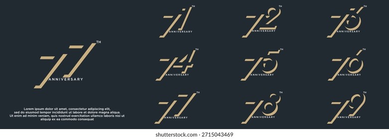 set Jubiläumsjahr Logo Designs. abstrakte Zahl, Symbol, Vektorgrafik