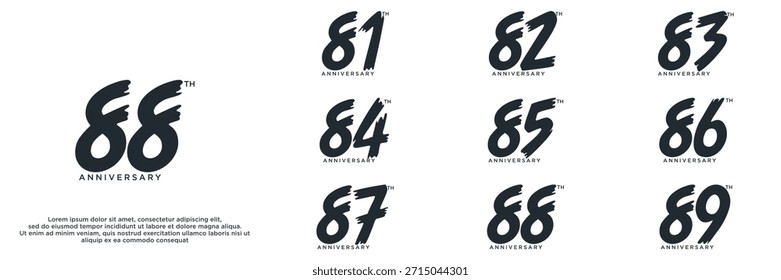 definir designs de logotipo de ano de aniversário. número abstrato, ícone, ilustração de vetor