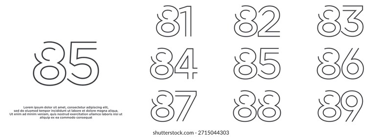 Set aniversario año diseños de logotipo. número abstracto, icono, Ilustración vectorial