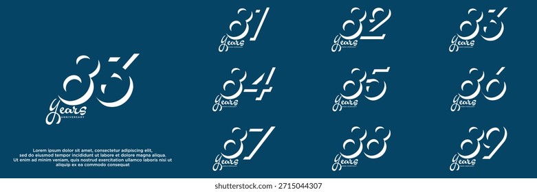 set anniversary year logo designs. abstract number, icon, vector illustration