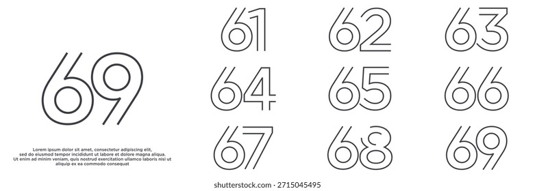 definir designs de logotipo de ano de aniversário. número abstrato, ícone, ilustração de vetor