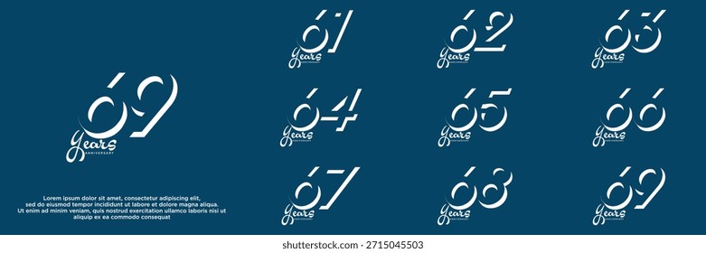 Set aniversario año diseños de logotipo. número abstracto, icono, Ilustración vectorial