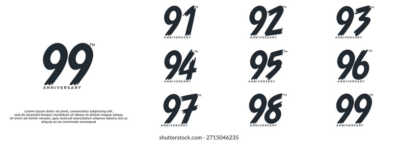 definir designs de logotipo de ano de aniversário. número abstrato, ícone, ilustração de vetor