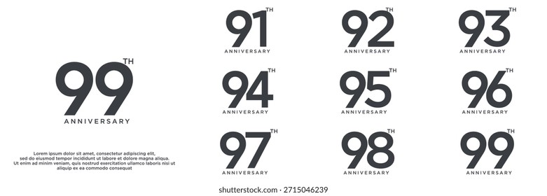 set anniversary year logo designs. abstract number, icon, vector illustration