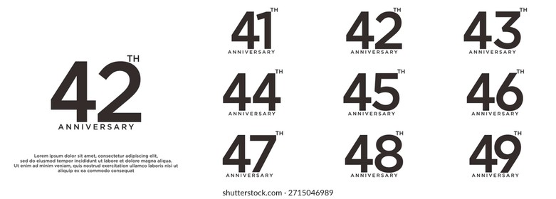 Set aniversario año diseños de logotipo. número abstracto, icono, Ilustración vectorial