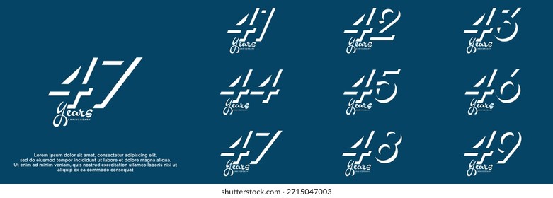 Set aniversario año diseños de logotipo. número abstracto, icono, Ilustración vectorial