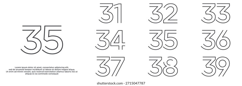 Set aniversario año diseños de logotipo. número abstracto, icono, Ilustración vectorial