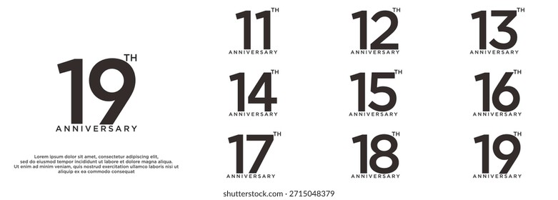 set anniversary year logo designs. abstract number, icon, vector illustration