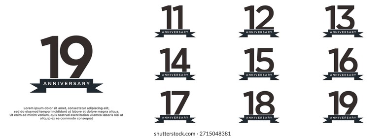 Set aniversario año diseños de logotipo. número abstracto, icono, Ilustración vectorial