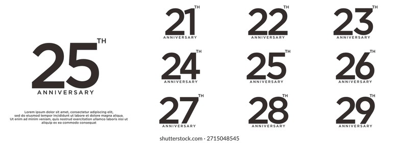 set anniversary year logo designs. abstract number, icon, vector illustration