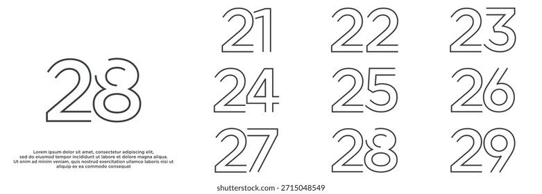 definir designs de logotipo de ano de aniversário. número abstrato, ícone, ilustração de vetor