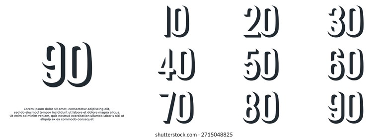 set anniversary year logo designs. abstract number, icon, vector illustration