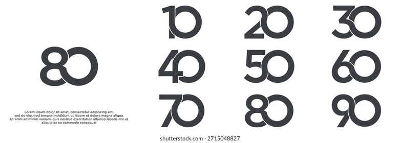 set anniversary year logo designs. abstract number, icon, vector illustration