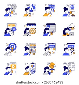 Set of Announcement Flat Icons