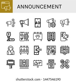Set of announcement icons such as Loudspeaker, Announce, Megaphone, Ad, Communion, Billboard, Speaker, Speakers , announcement