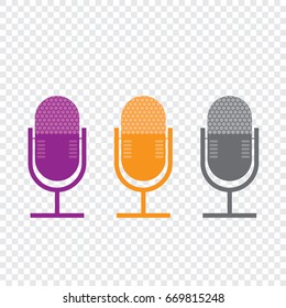 Set of announcer's microphones on a transparent background 