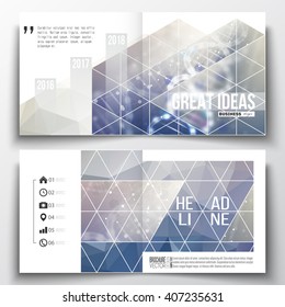 Set of annual report business templates for brochure, magazine, flyer or booklet. DNA molecule structure on a blue background. Science vector background.