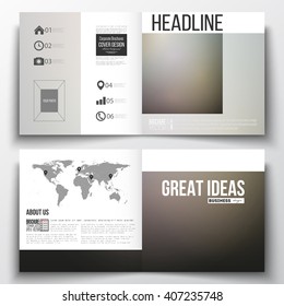 Set of annual report business templates for brochure, magazine, flyer or booklet. Abstract blurred background, modern stylish dark vector texture.