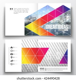 Set of annual report business templates for brochure, magazine, flyer or booklet. Abstract colorful polygonal background, modern stylish triangle vector texture. 