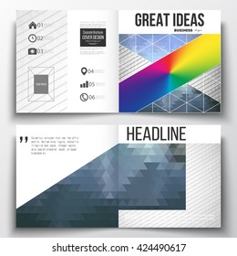 Set of annual report business templates for brochure, magazine, flyer or booklet. Abstract colorful polygonal background, modern stylish triangle vector texture.