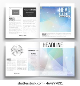 Set of annual report business templates for brochure, magazine, flyer or booklet. Abstract colorful polygonal background, modern stylish triangle vector texture.