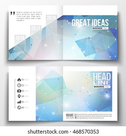 Set of annual report business templates for brochure, magazine, flyer or booklet. Abstract colorful polygonal background, modern stylish triangle vector texture