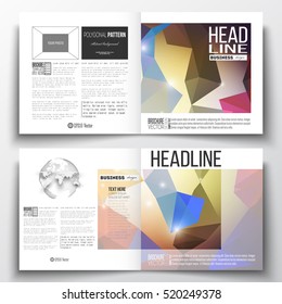 Set of annual report business templates for brochure, magazine, flyer or booklet. Abstract colorful polygonal background, modern stylish triangle vector texture.