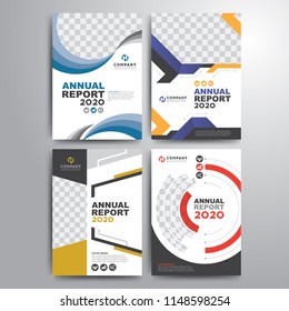 Set of annual report cover template geometric shapes