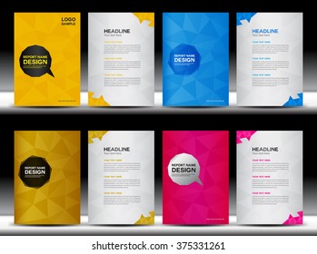 Set of  Annual report template vector illustration, polygon Background, leaflet, book  ,booklet, portfolio, brochure flyer, company profile, catalog, magazine ads, cover design