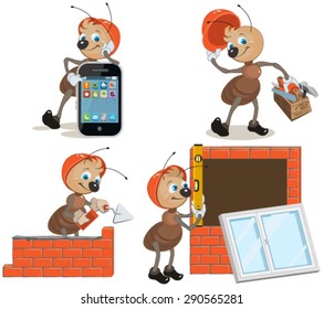 Set ant builder. Isolated illustration in vector format