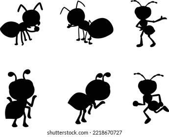 Set of ant group working ⚒ isolated vector Silhouettes