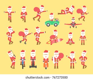 Set of anta claus isolated vector. Holiday concept.