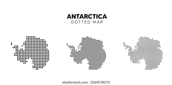 Set of Antarctica dotted map vector on white isolated