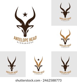 Conjunto de Vector de diseño de logotipo de Antelope. Creativo Antelope cabeza logo conceptos Plantilla
