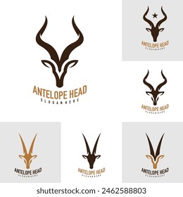 Set von Antelope-Logo-Design-Vektorgrafik. Creative Antelope Kopf Logo Konzepte Vorlage