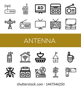 Set of antenna icons such as Router, Broadcast, Walkie talkie, Radio, Tv, Television, Weevil, Wifi, Antenna, Satellite, Tower, Signaling, Videocamera , antenna