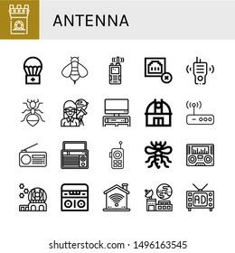 Set of antenna icons such as Tower, Airdrop, Bee, Walkie talkie, Connection error, Ant, Astronomer, Tv, Observatory, Router, Radio, Wifi, Satellite, Television , antenna