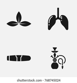 Set of anti tobacco flat vector icons.