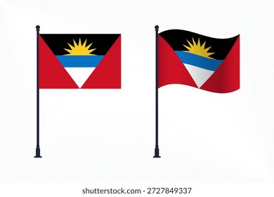 Set of Antigua and Barbuda Flags Isolated for Independence Day Celebration
